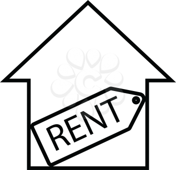 Simple thin line house for rent icon vector