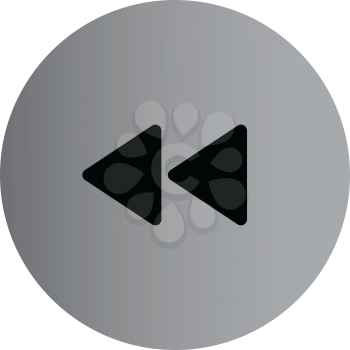 Simple flat black rewind icon vector