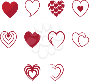 collection of heart  icon vector