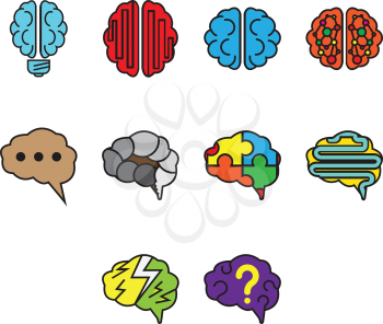 collection of brain icon vector