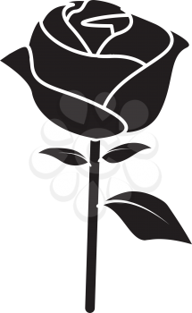Simple flat black rose icon vector