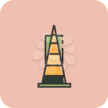 Simple flat color transamerica pyramid icon vector