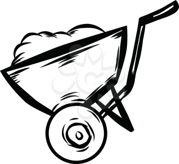 Simple thin line wheelbarrow icon vector