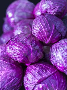 The red cabbage at the market close up
