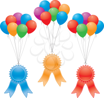 vector award ribbons and balloons (without gradinent mesh)