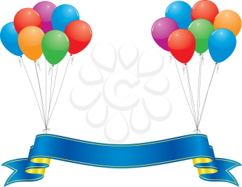 celebration banner and colorful balloon