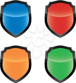 Glossy empty shield emblems  (vector icon set)