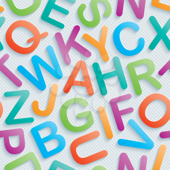 Colorful alphabet wallpaper. Seamless background with 3D effect. Vector EPS10.