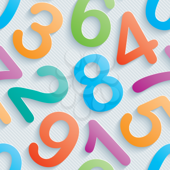 Colorful numbers wallpaper. Seamless background with 3D effect. Vector EPS10.