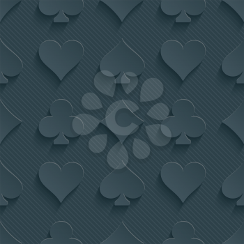 Dark perforated paper with cut out effect. 3d card symbol seamless background. Vector EPS10.