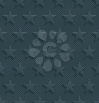 Dark perforated paper with cut out effect. 3d stars seamless background. Vector EPS10.