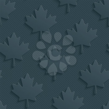 Dark gray maple leaves wallpaper. 3d seamless background. Vector EPS10.