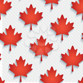 Red maple leaves wallpaper. 3d seamless background. Vector EPS10.