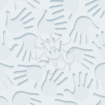 Handprints wallpaper. 3d seamless background. Vector EPS10.