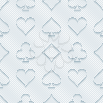 Light perforated paper with cut out effect. 3d card symbol seamless background. Vector EPS10.