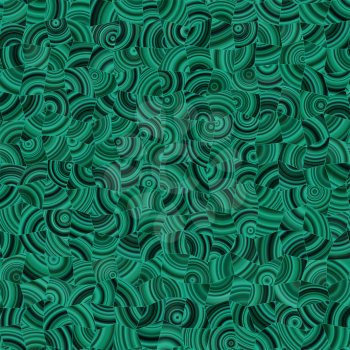 Dark green Malachite tileable mosaic pattern. Abstract vector seamless background.
