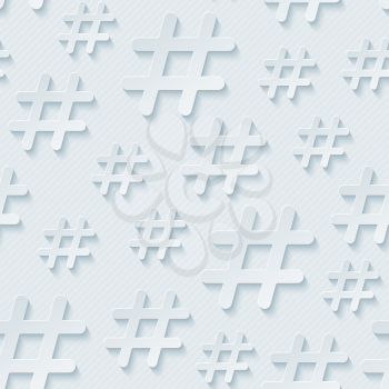 Hash tag seamless 3d pattern. Vector EPS10.