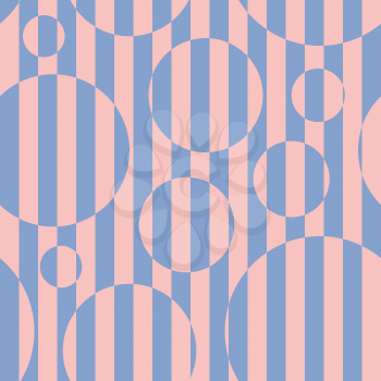 Striped Circles. Vector seamless background in ROSE QUARTZ & SERENITY colors of the year 2016