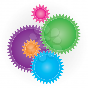 Connection Gears ( Cog wheels ) symbol on white background. Teamwork or preference concept symbol. Vector EPS10.