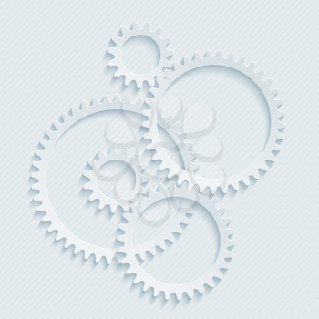 Gears ( Cog wheels ) set with 3d effect on white background. Teamwork concept symbol. Vector EPS10.