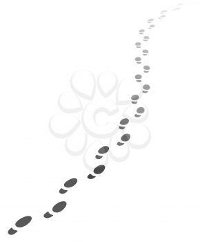 Foot steps walking away.Vector illustration of receding human footprints with copy space. Vector EPS10.