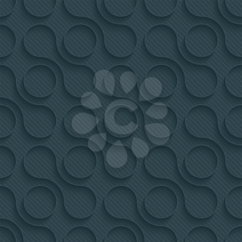 Dark perforated paper with outline extrude effect. 3d seamless wallpaper. Vector background EPS10.