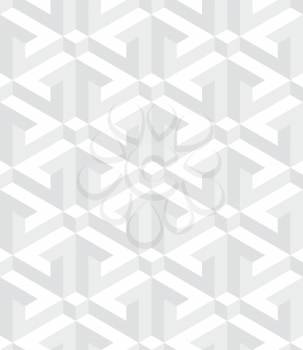 Neutral Isometric Seamless Pattern. 3D Optical Illusion White Background Texture. Editable Vector EPS10 Illustration.