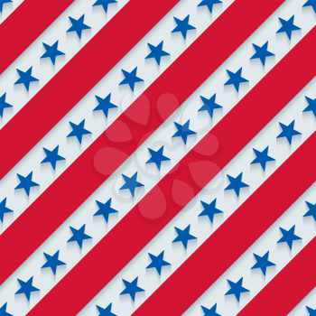 Stars and stripes american patriotic pattern. Seamless background. Vector EPS10.