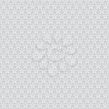 Neutral Seamless Pattern of White Stars on Gray Backdrop. Tileable vector background.