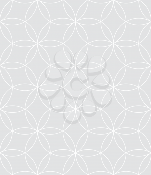 Neutral Seamless Linear Pattern. Tileable Geometric Outline Ornate. Circles Vector Background.
