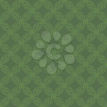Neutral Seamless Linear Pattern. Tileable Geometric Outline Ornate. Celtic Knotwork Vector Background.