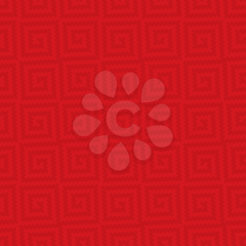 Red Meander Pixel Art Pattern. White Neutral Seamless Pattern for Modern Design in Flat Style. Tileable Greek Key Vector Background.