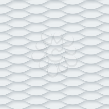 Light gray wavy seamless pattern. Retro 3d tileable wallpaper white background. Vector EPS10.