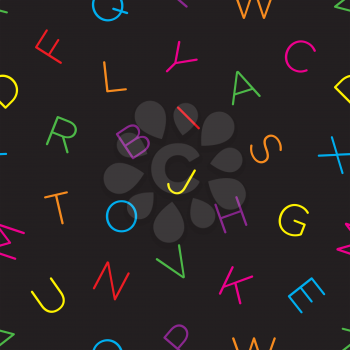 Colorful alphabet seamless wallpaper pattern. Multicolor seamless ABC vector background in memphis style.