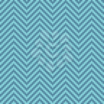 Blue Chevron Pixel art Pattern. White Neutral Seamless Pattern for Modern Design in Flat Style. Tileable Geometric Vector Background.