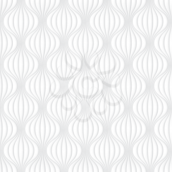 3D Wavy lines seamless white background. Light gray neutral seamless vector pattern for your design.
