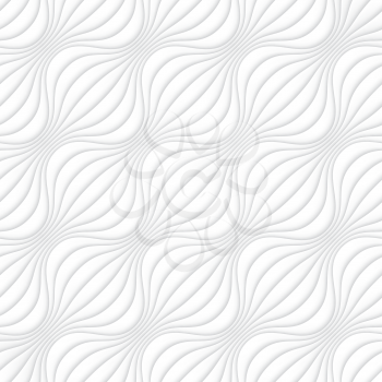 3D Wavy lines seamless white background. Light gray neutral seamless vector pattern for your design.