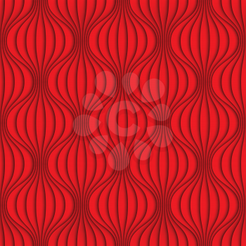 3D Wavy lines seamless red background. Neutral seamless vector pattern for your design.