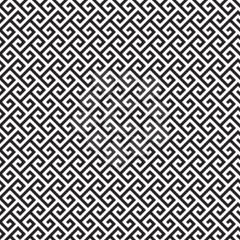 Black and white Classic meander seamless pattern. Greek key neutal tileable linear vector background.