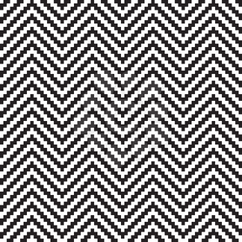 Black and white Chevron Pixel art Pattern. White Neutral Seamless Pattern for Modern Design in Flat Style. Tileable Geometric Vector Background.
