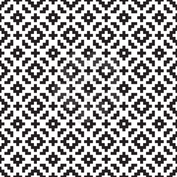 Black and white Squares Pixel Art Pattern. Checked Monochrome Seamless Pattern for Modern Design in Flat Style. Tileable Geometric Vector Background.