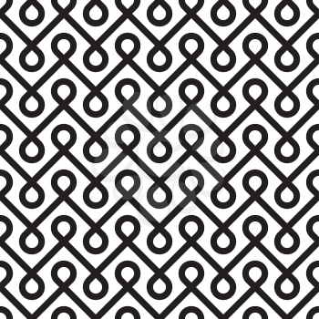 Black and white Linear Weaved Seamless Pattern. Monochrome tileable vector background.