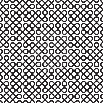 Monochrome Celtic Seamless Pattern. Black and White Tileable Geometric Outline Ornate. Celtic Knotwork Vector Background.