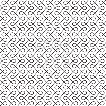 Monochrome Seamless Thin Swirls Pattern. Black and White Tileable Outline Scrollwork Ornate. Vintage Flourish Vector Background for Retro Design.