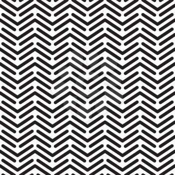 Herringbone monochrome seamless pattern in flat style. Tileable vector web background in black and white colors.
