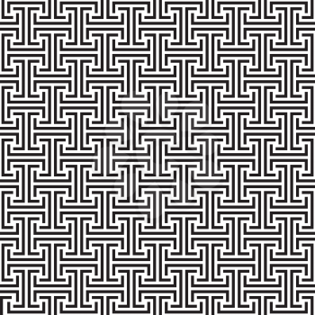 Monochrome geometric seamless pattern. Black and white tileable linear vector background.