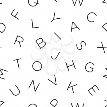 Monochrome alphabet seamless wallpaper pattern. Black and white seamless ABC vector background in memphis style.