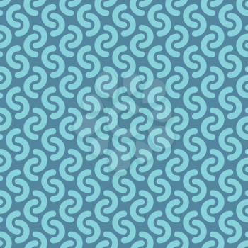 Rounded lines seamless vector pattern. Blue seamless vector background.