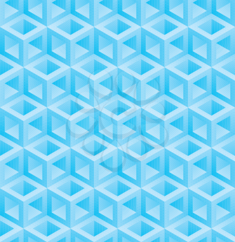 Light blue cubes isometric seamless pattern. Vector geometric tileable background.