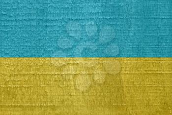 Flag of Ukraine, vintage patriotic Ukrainian flag on old dried wood grain texture